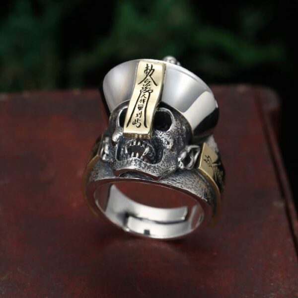 Silver Vampire Skull Adjustable Ring