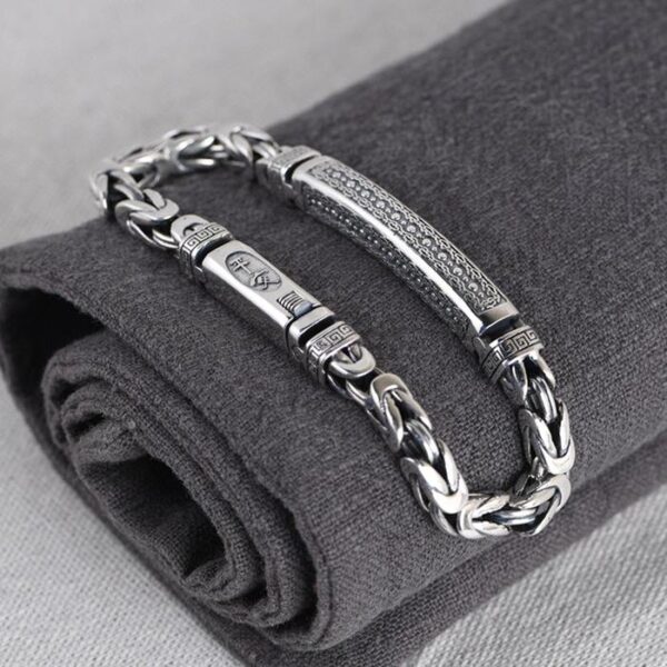 Sterling Silver Byzantine Chain Id Bracelet