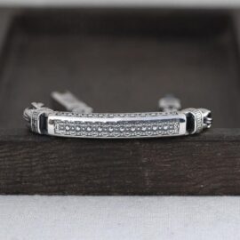 Sterling Silver Byzantine Chain Id Bracelet