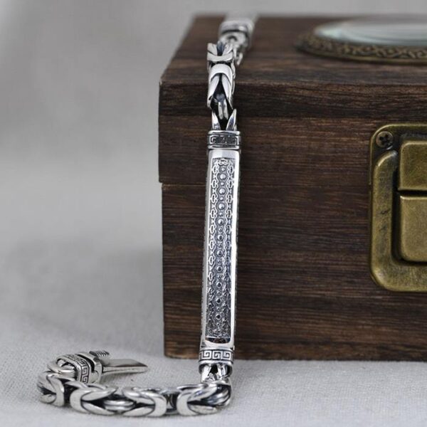 Sterling Silver Byzantine Chain Id Bracelet