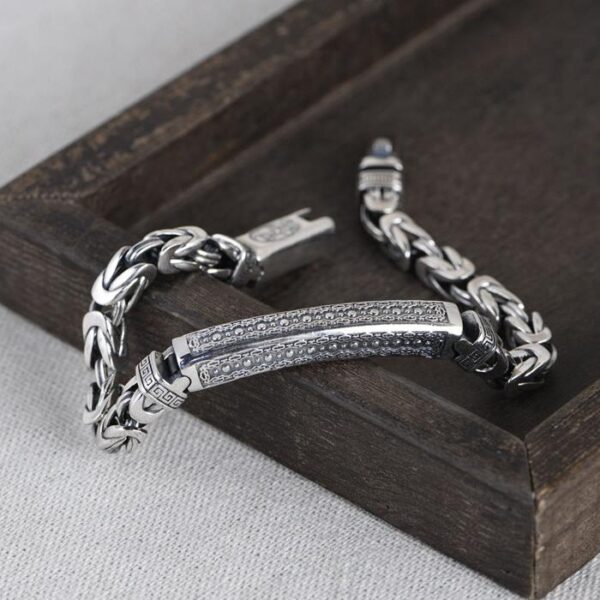 Sterling Silver Byzantine Chain Id Bracelet