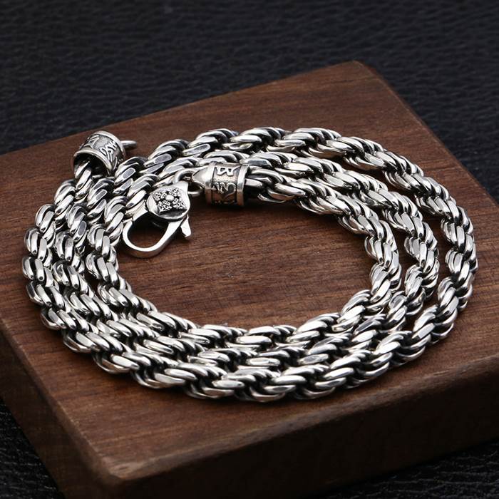 Buy Solid 925 Sterling Silver Byzantine Chain Necklace & Bracelets, Thick  Necklace Chain, for Men Women, Bali Handmade Oxidized Antiqued Chain Online  in India - Etsy