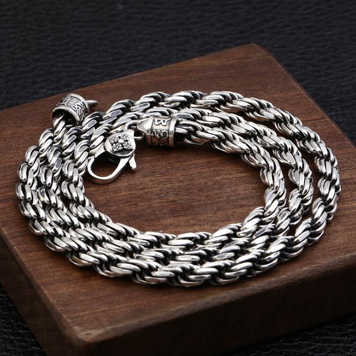 22 24 Mens Thick Sterling Silver Diamond Cut Rope Chain - VVV