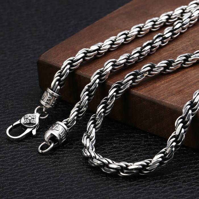 22 24 Men's Thick Sterling Silver Rope Chain Necklace 5.5mm - 24