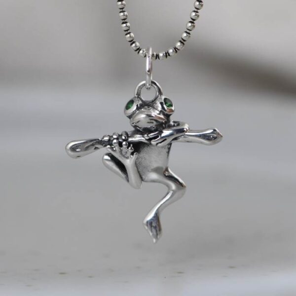 Women's Sterling Silver Frog Pendant Necklace