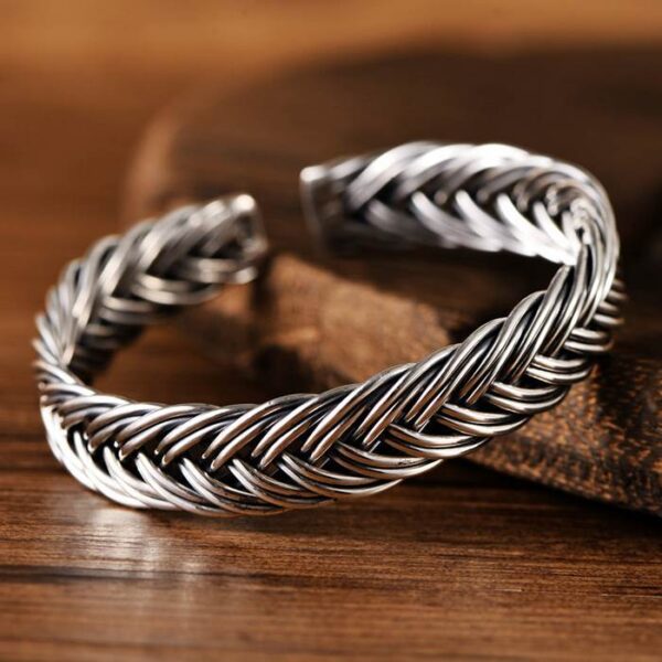 999 Fine Silver Braided Cuff Bracelet