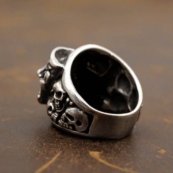 Cool Sterling Silver Joker & Skull Funny Ring