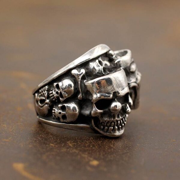 Cool Sterling Silver Joker & Skull Funny Ring