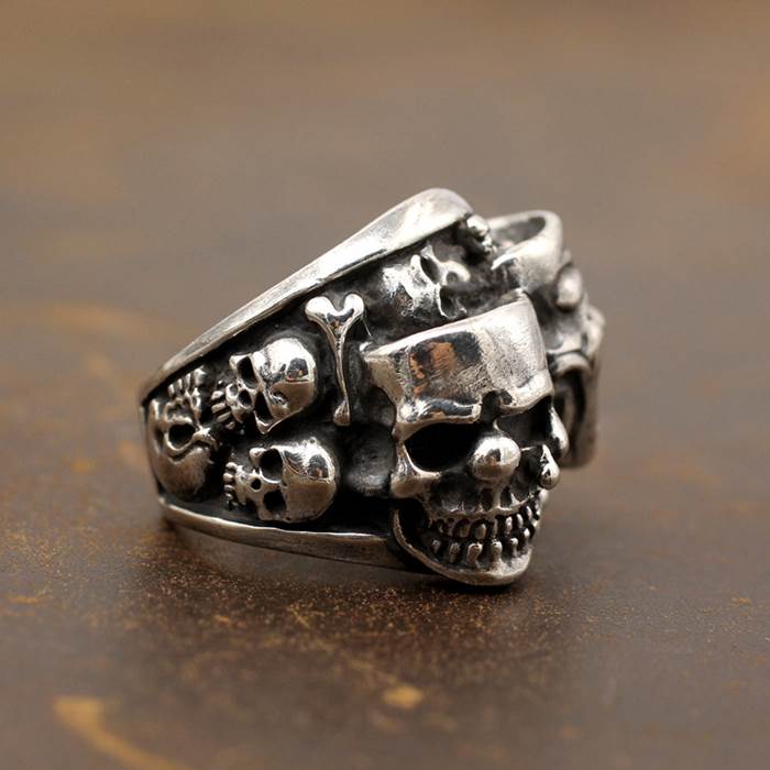Men's Cool Sterling Silver Joker & Skull Funny Ring VVV Jewelry
