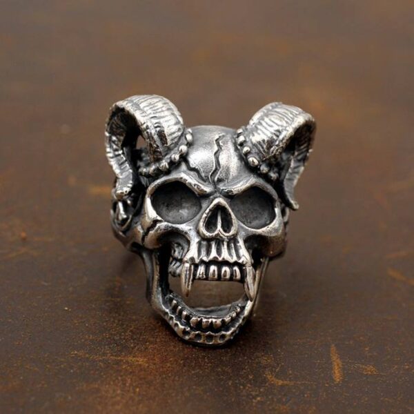 Demon Goat Baphomet Skull Ring