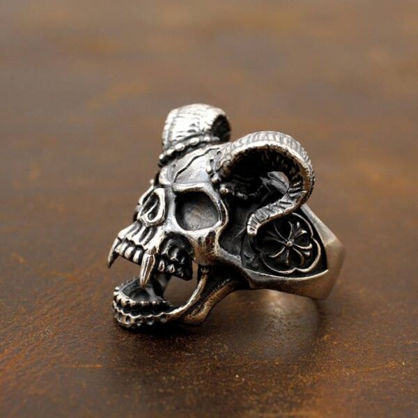 Demon Goat Baphomet Skull Ring