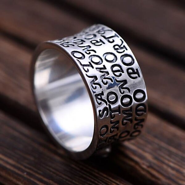 Men's Sterling Silver Christian Scripture Cross Ring