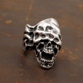 Men's Sterling Silver Gothic Devil Skull Ring