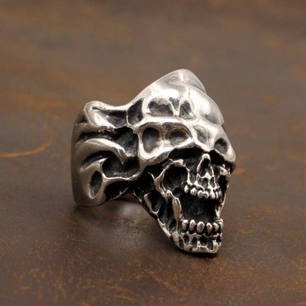 Men's Sterling Silver Gothic Devil Skull Ring