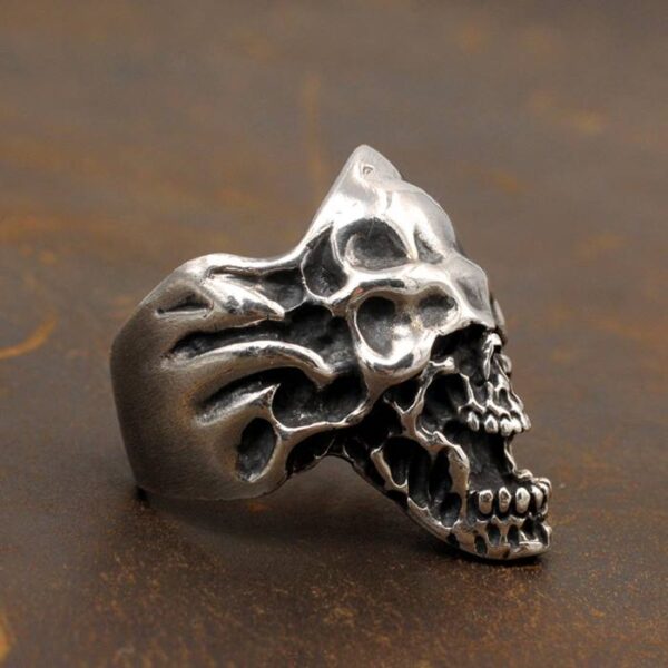 Men's Sterling Silver Gothic Devil Skull Ring