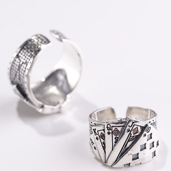 Men's Sterling Silver Poker Gamble Ring