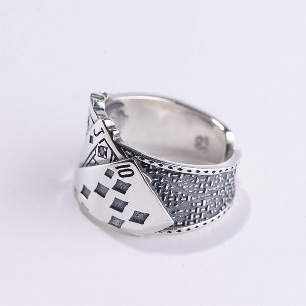 Men's Sterling Silver Poker Gamble Ring