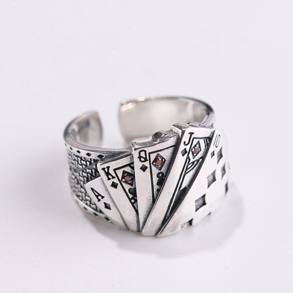 Men's Sterling Silver Poker Gamble Ring