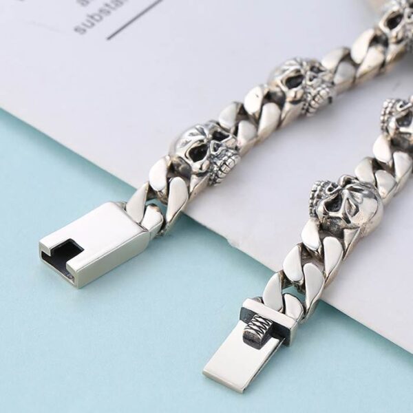 Men's Sterling Silver Skull & Curb Link Bracelet