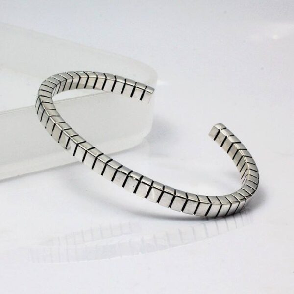 Silver Box Link Chain Cuff Bracelet