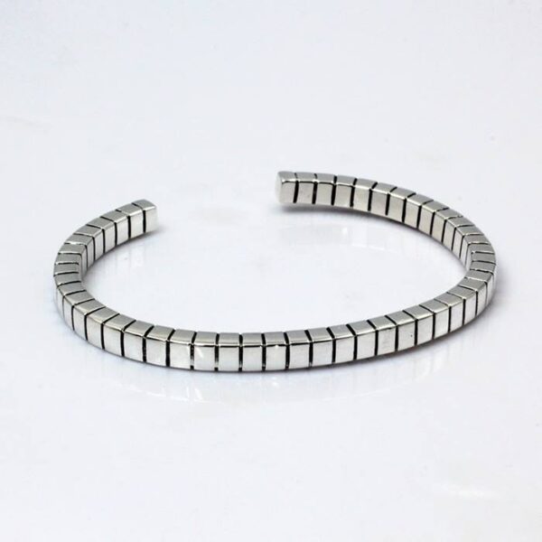 Silver Box Link Chain Cuff Bracelet