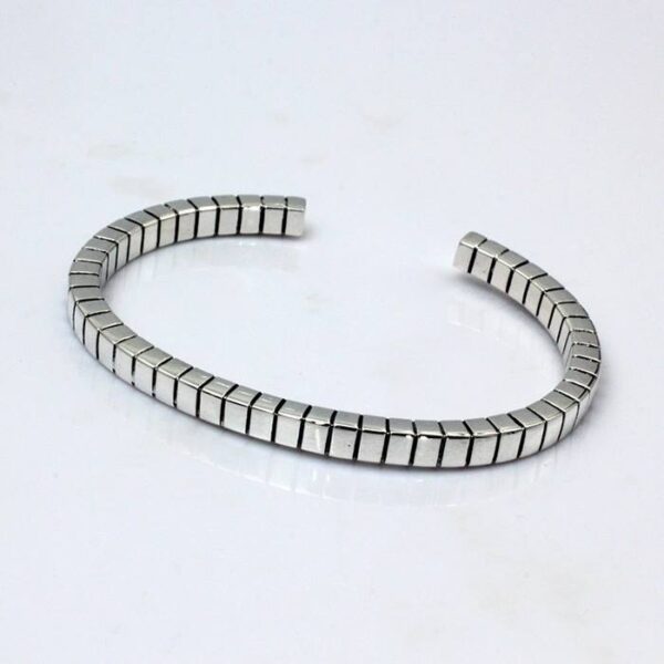 Silver Box Link Chain Cuff Bracelet