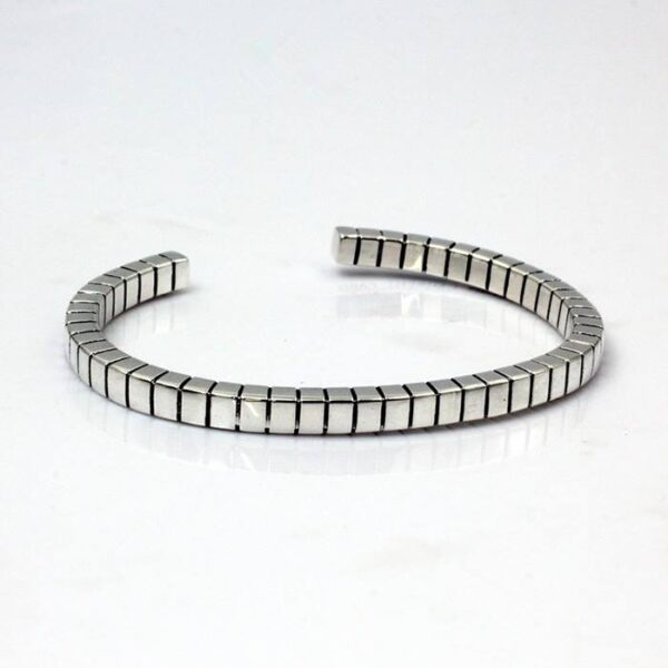 Silver Box Link Chain Cuff Bracelet