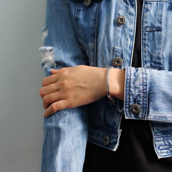 Silver Box Link Chain Cuff Bracelet