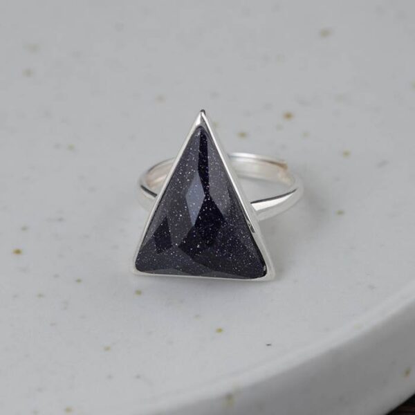 Silver Crystal Triangle Ring