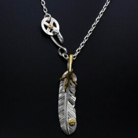 Silver Feather Pendant Claw Necklace