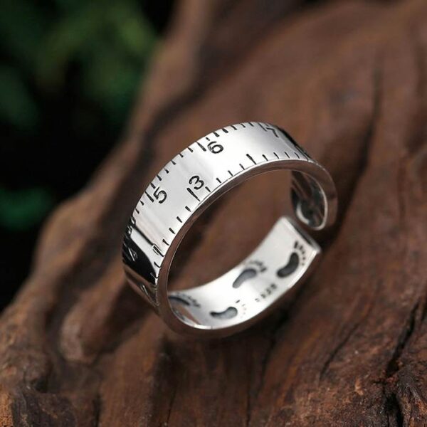 Silver Footprint Ruler Pinky Ring