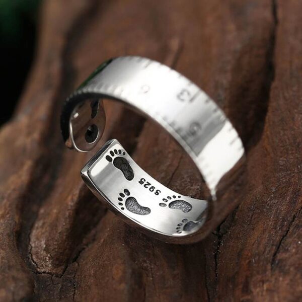 Silver Footprint Ruler Pinky Ring