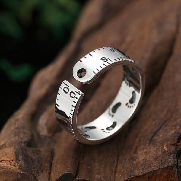 Silver Footprint Ruler Pinky Ring