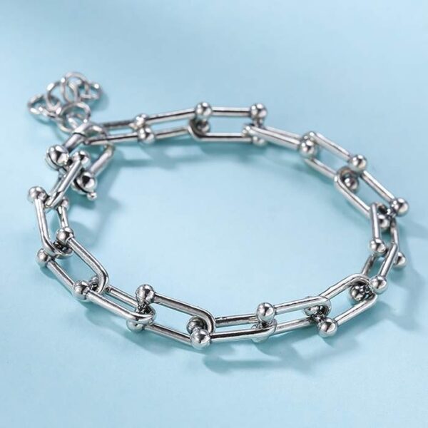 Silver Horseshoe Link Chain Bracelet