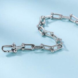 Silver Horseshoe Link Chain Bracelet