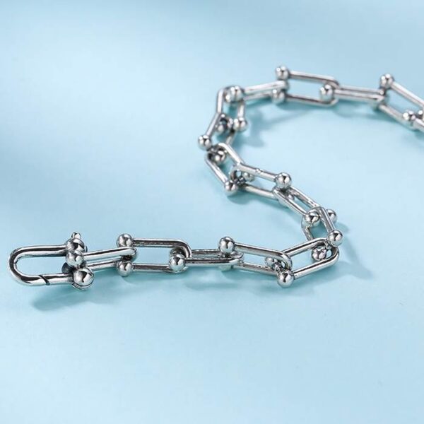 Silver Horseshoe Link Chain Bracelet