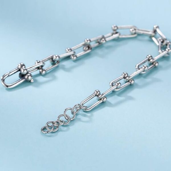 Silver Horseshoe Link Chain Bracelet