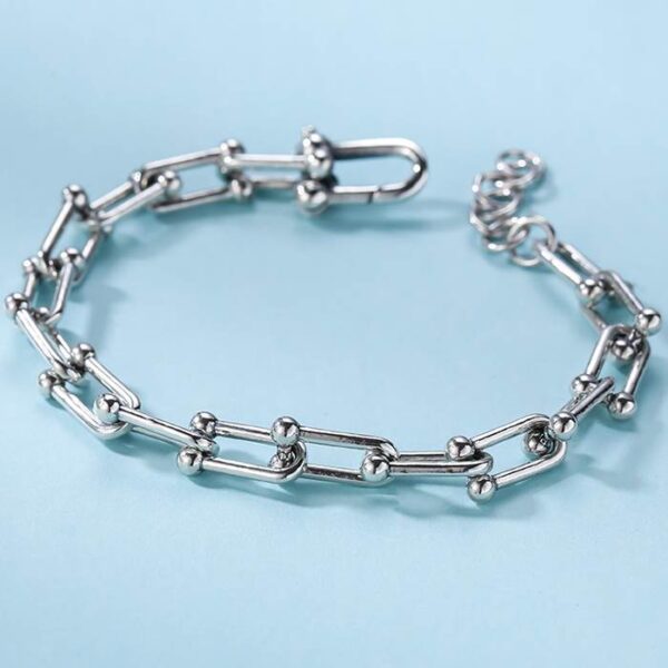 Silver Horseshoe Link Chain Bracelet