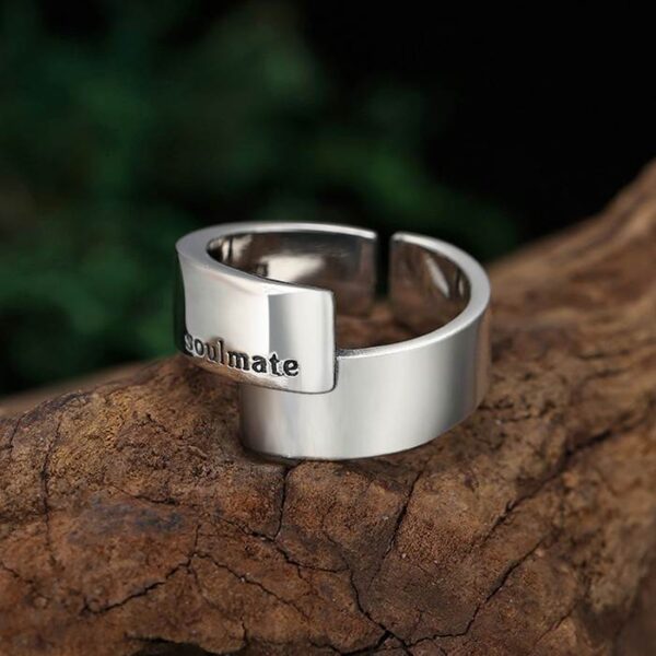 Silver Polished Love Soulmate Ring