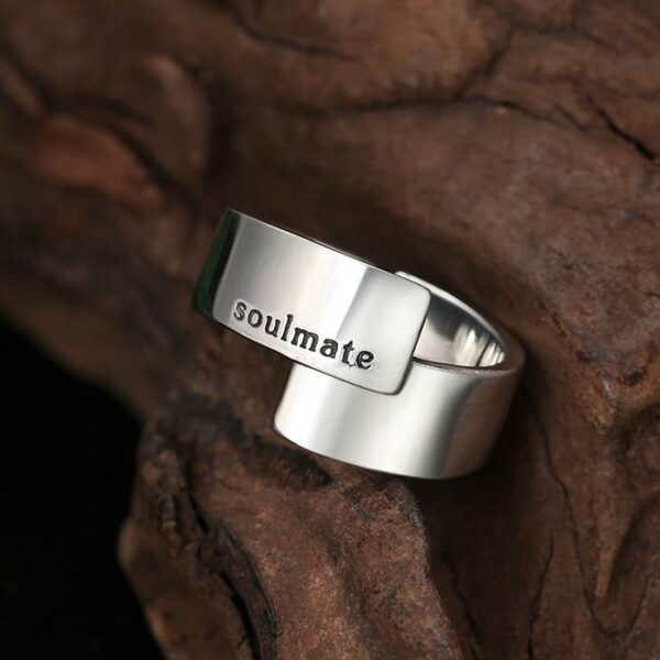 Silver Polished Love Soulmate Ring