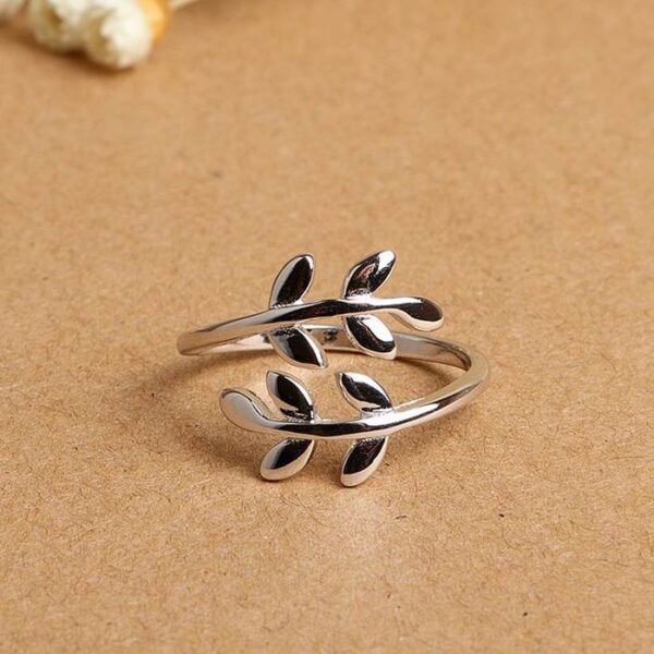 Silver Polished Olive Leaf Ring