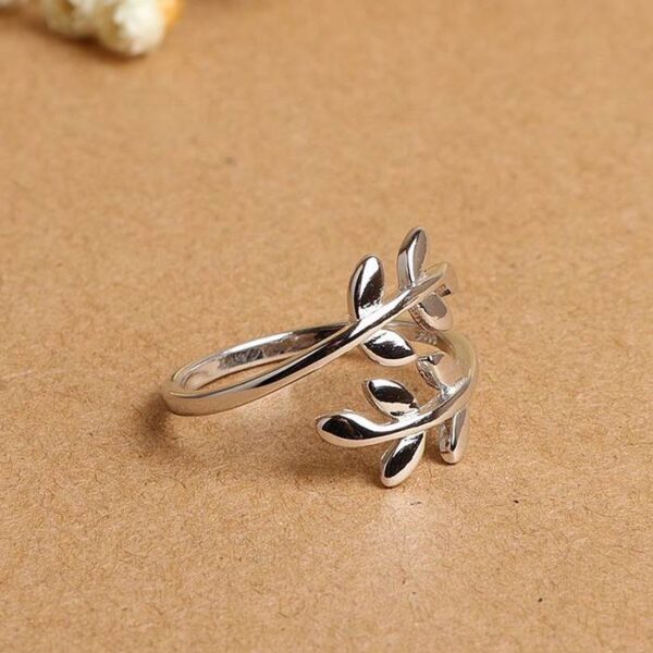 Silver Polished Olive Leaf Ring