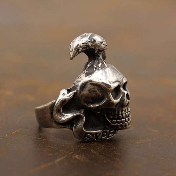 Silver Raven Skull Expendables Ring