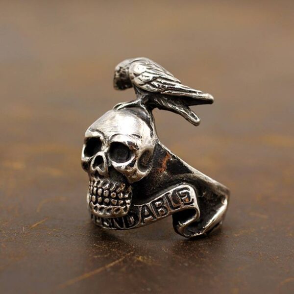 Silver Raven Skull Expendables Ring