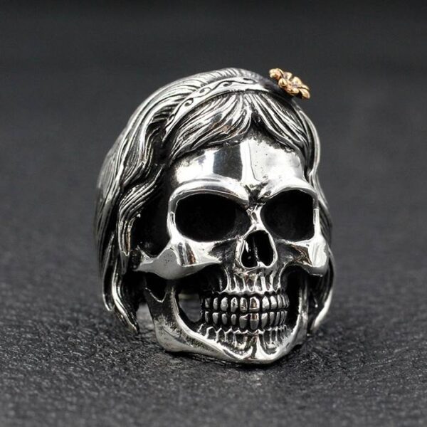 Silver 'Skull Of Female' Biker Ring