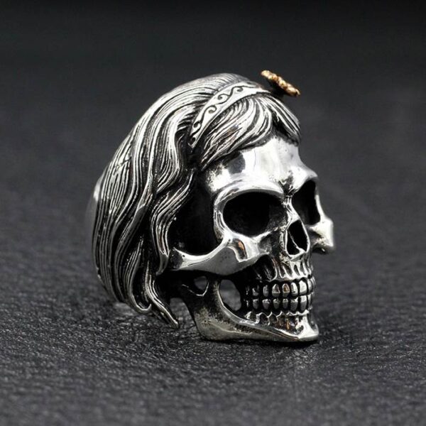 Silver 'Skull Of Female' Biker Ring