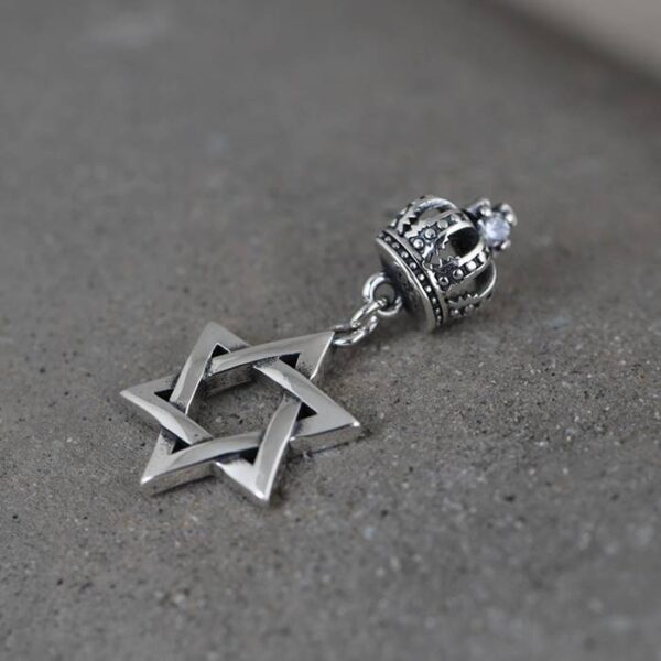 Star Of David Moon & Crown Drop Earrings