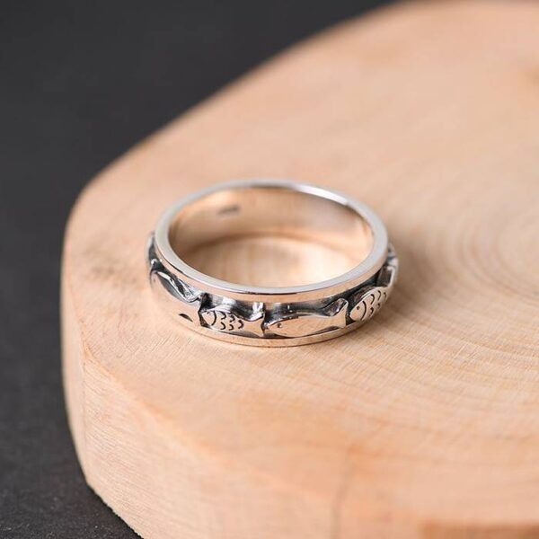 Sterling Silver Fish Spinner Ring