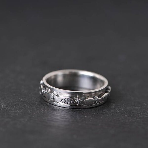 Sterling Silver Fish Spinner Ring