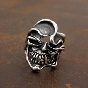 Sterling Silver Handmade Skull Biker Ring
